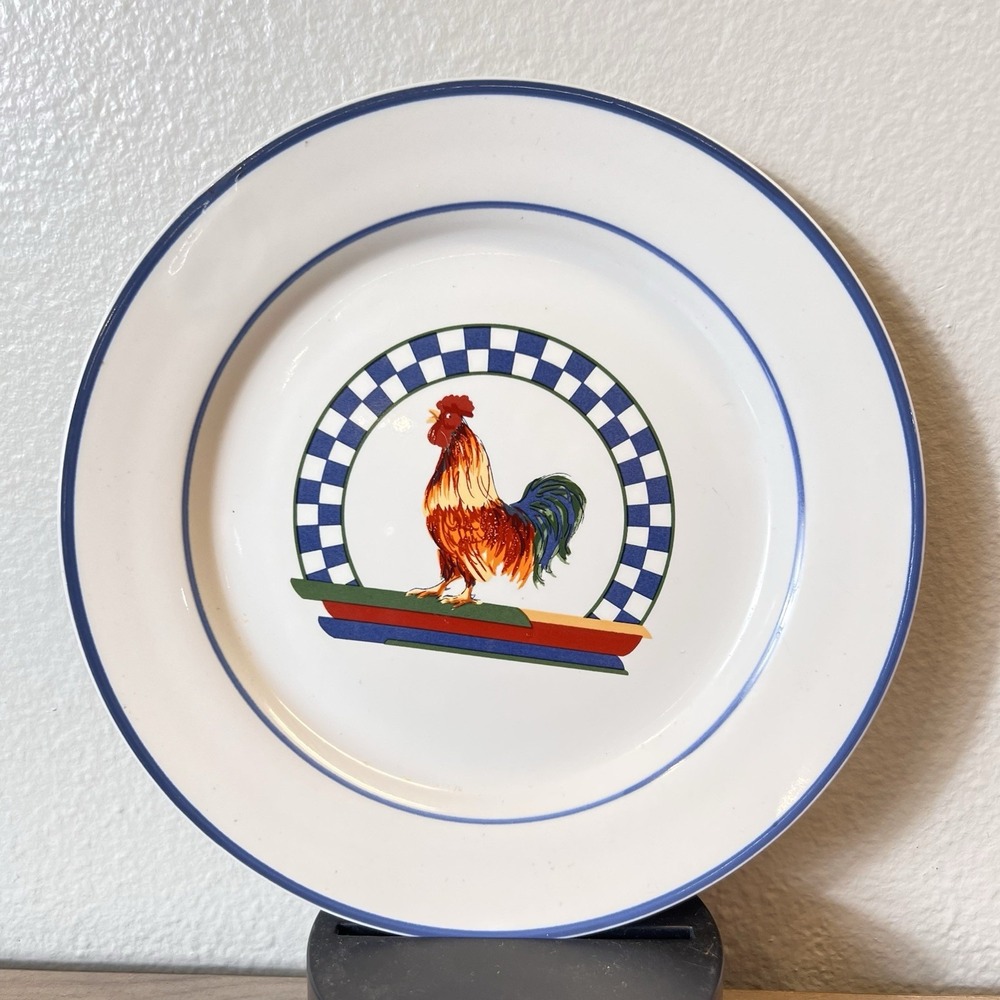 Vintage Century Stoneware Remy Blue Rim‎ Salad Plate 7.75" Made in Thailand